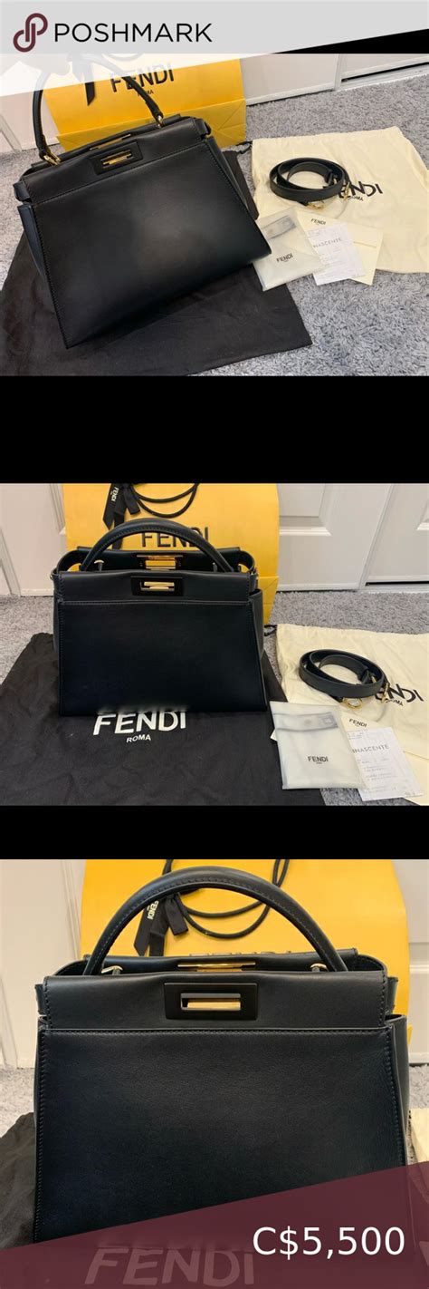 fendi peekaboo mini box dust bag rain coat|FENDI Nappa Mini Peekaboo Iconic Satchel Black.